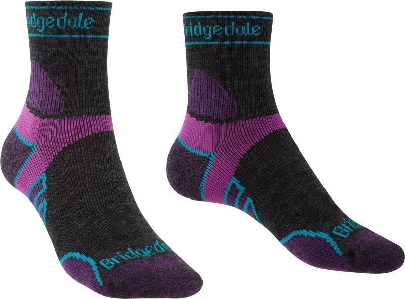 Trail Run Lightweight T2 Merino Sport 3/4 Crew Socks - Womens - Charcoal / Purple 1