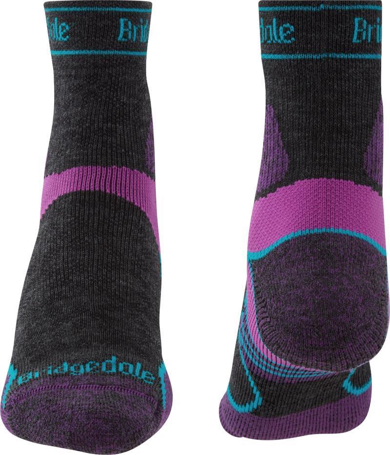 Trail Run Lightweight T2 Merino Sport 3/4 Crew Socks - Womens - Charcoal / Purple 2