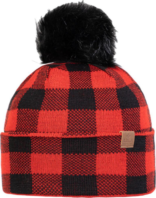 Plaid Beanie - chili 1