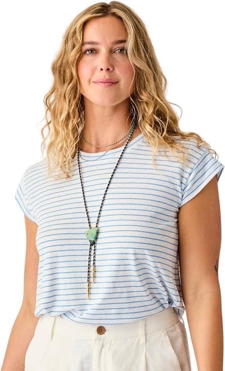 Astrid Hemp Tee - Womens - cloud stripe 1