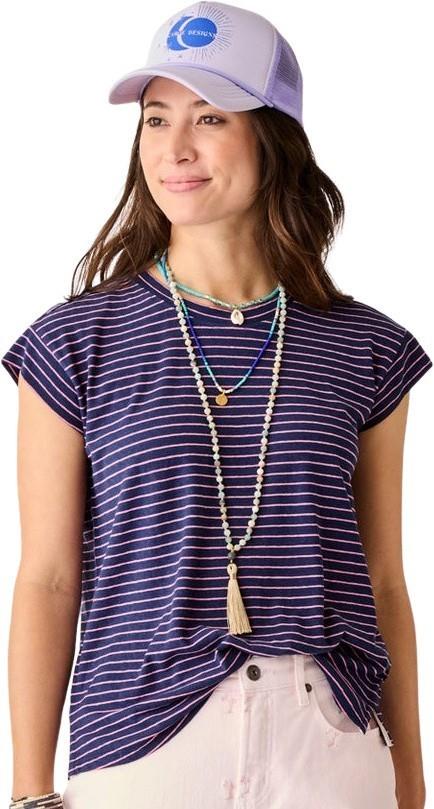 Astrid Hemp Tee - Womens - navy stripe 1