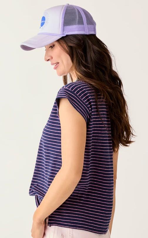 Astrid Hemp Tee - Womens - navy stripe 1