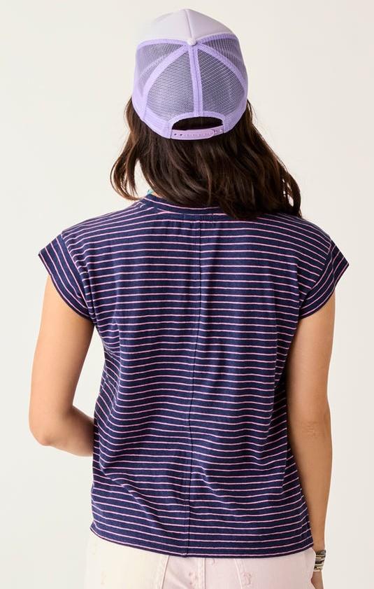 Astrid Hemp Tee - Womens - navy stripe 1