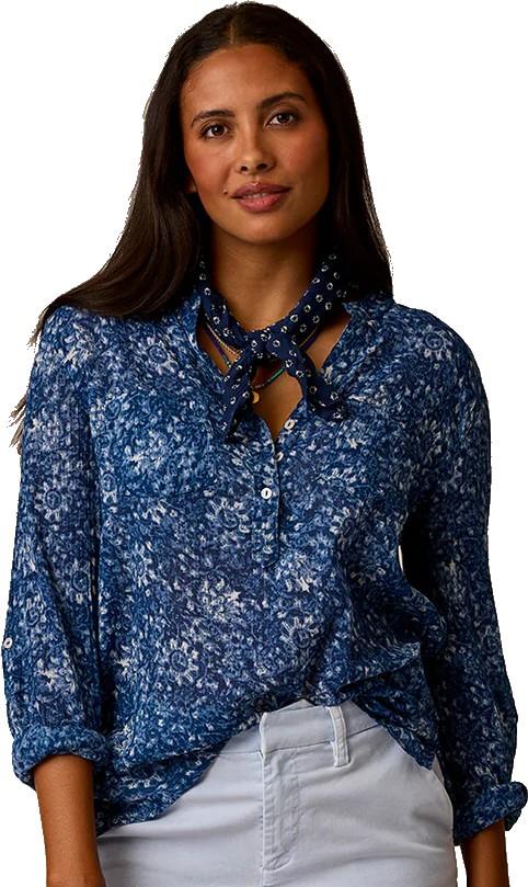 Dylan Gauze Shirt - Womens - indigo floral 1