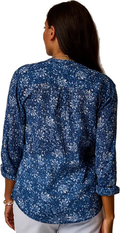 Dylan Gauze Shirt - Womens - indigo floral 1