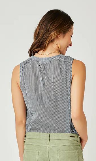 Dylan Tank - Womens - navy mini stripe 1