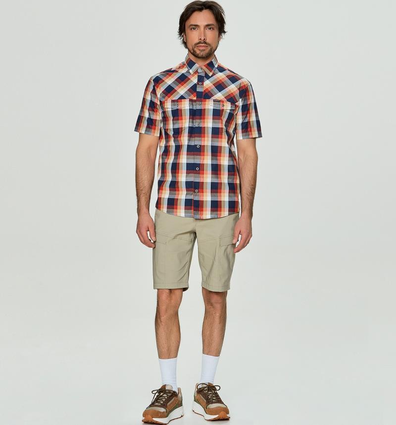 Clivia Shirt - Mens - navy / red ocher plaid  1