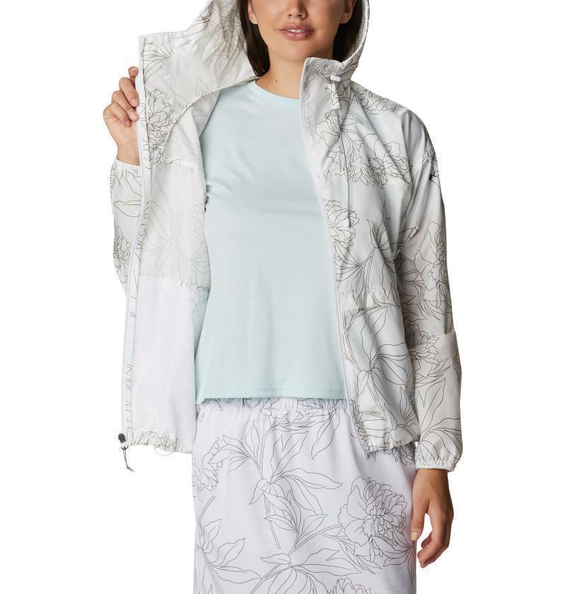 Alpine Chill Windbreaker - Womens - White Leafy Lines Print 4