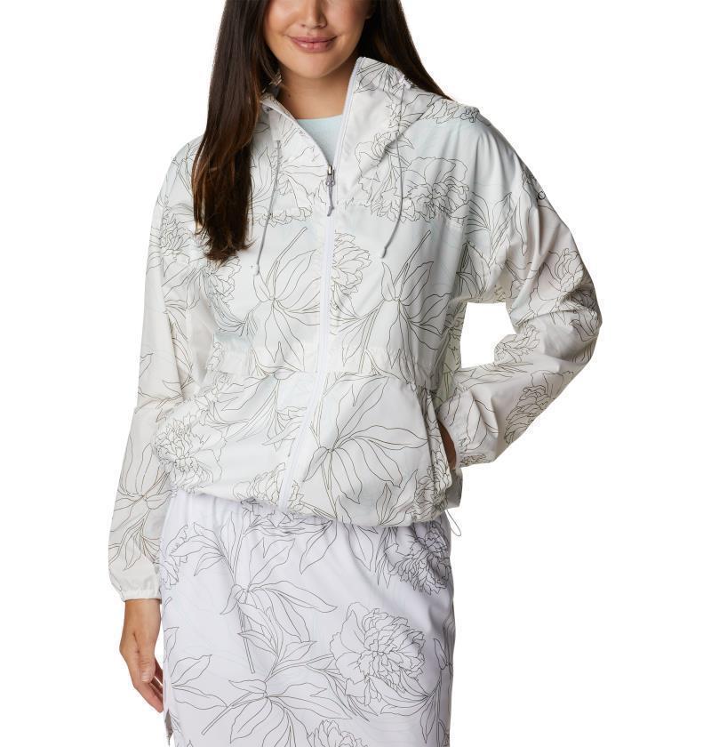 Alpine Chill Windbreaker - Womens - White Leafy Lines Print 1