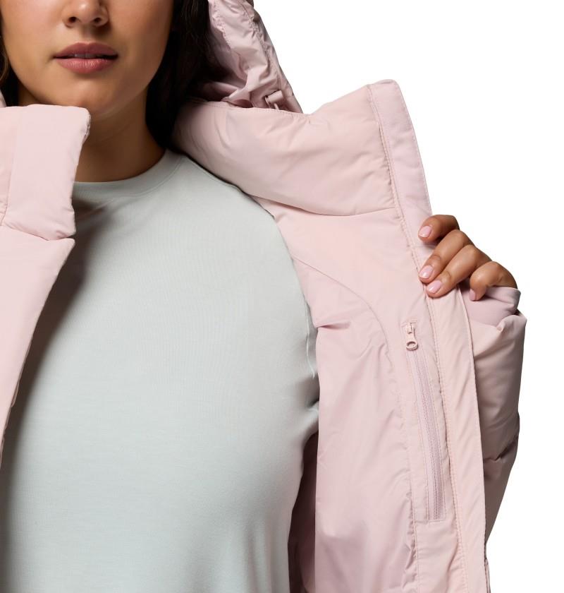 Amaze Puff Long Hooded Jacket, Extended - Womens - mineral pink 1