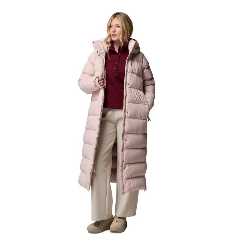 Amaze Puff Long Hooded Jacket - Womens - mineral pink 1