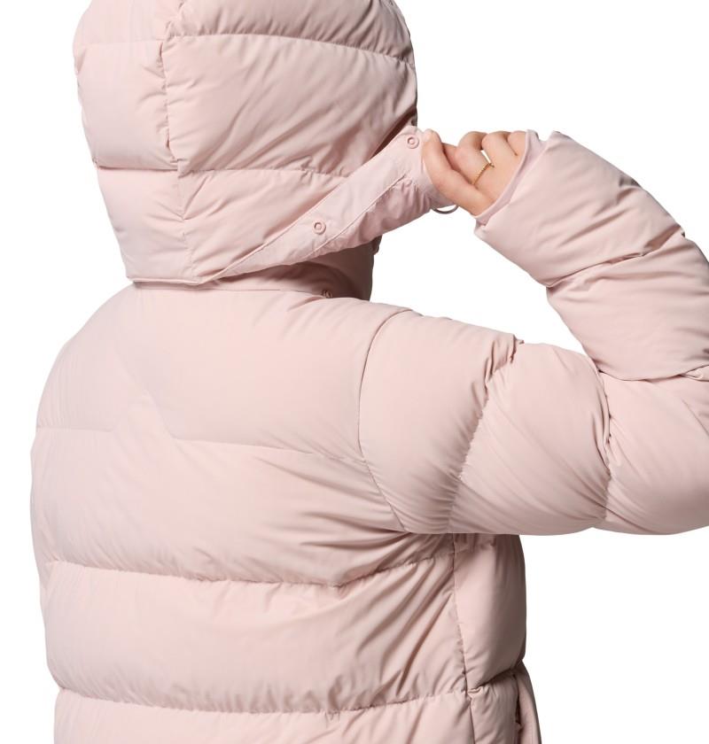 Amaze Puff Long Hooded Jacket - Womens - mineral pink 1