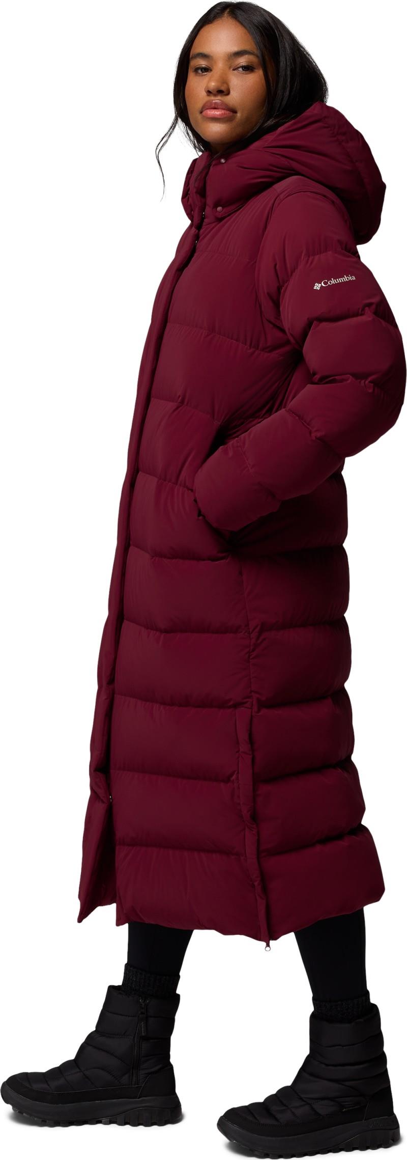Amaze Puff Long Hooded Jacket - Womens - rich wine 1