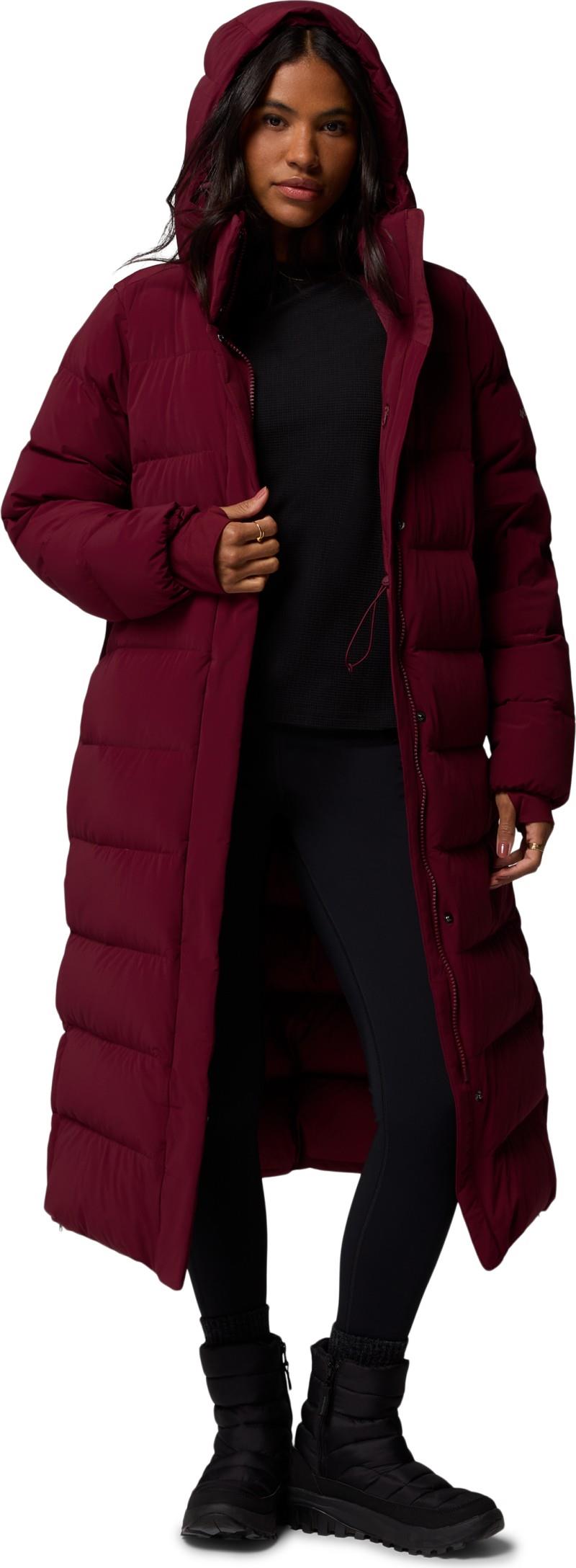 Amaze Puff Long Hooded Jacket - Womens - rich wine 1