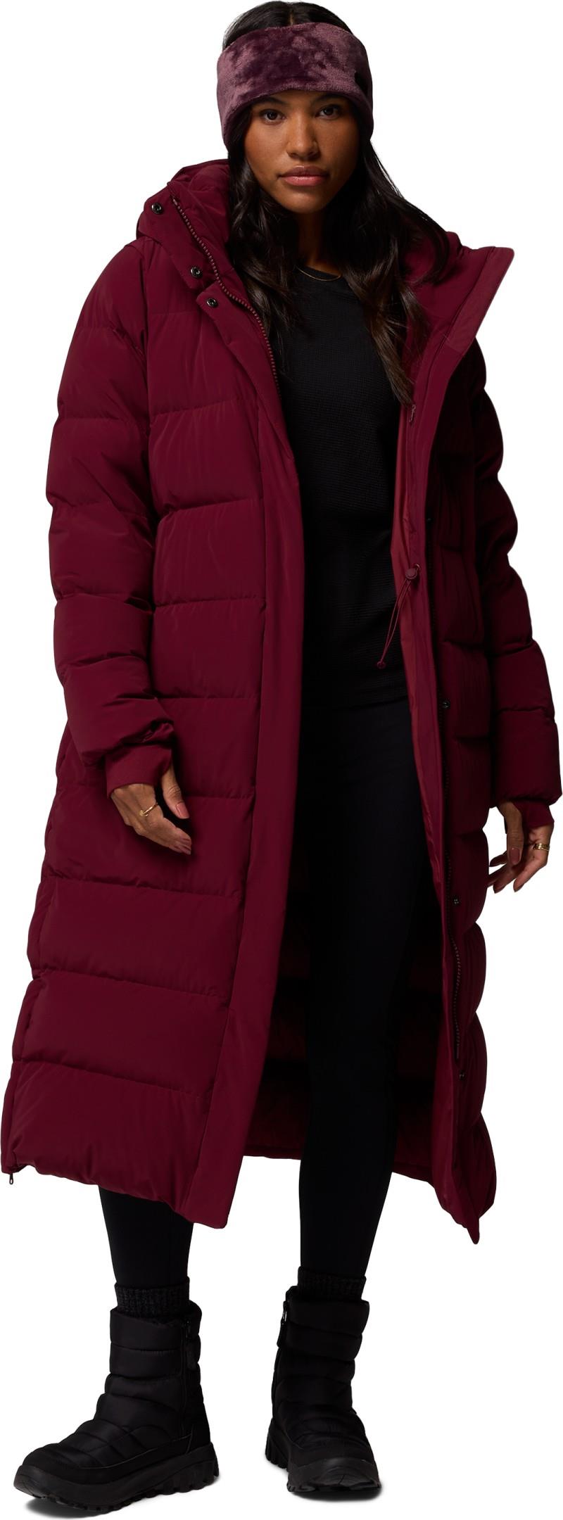 Amaze Puff Long Hooded Jacket - Womens - rich wine 1