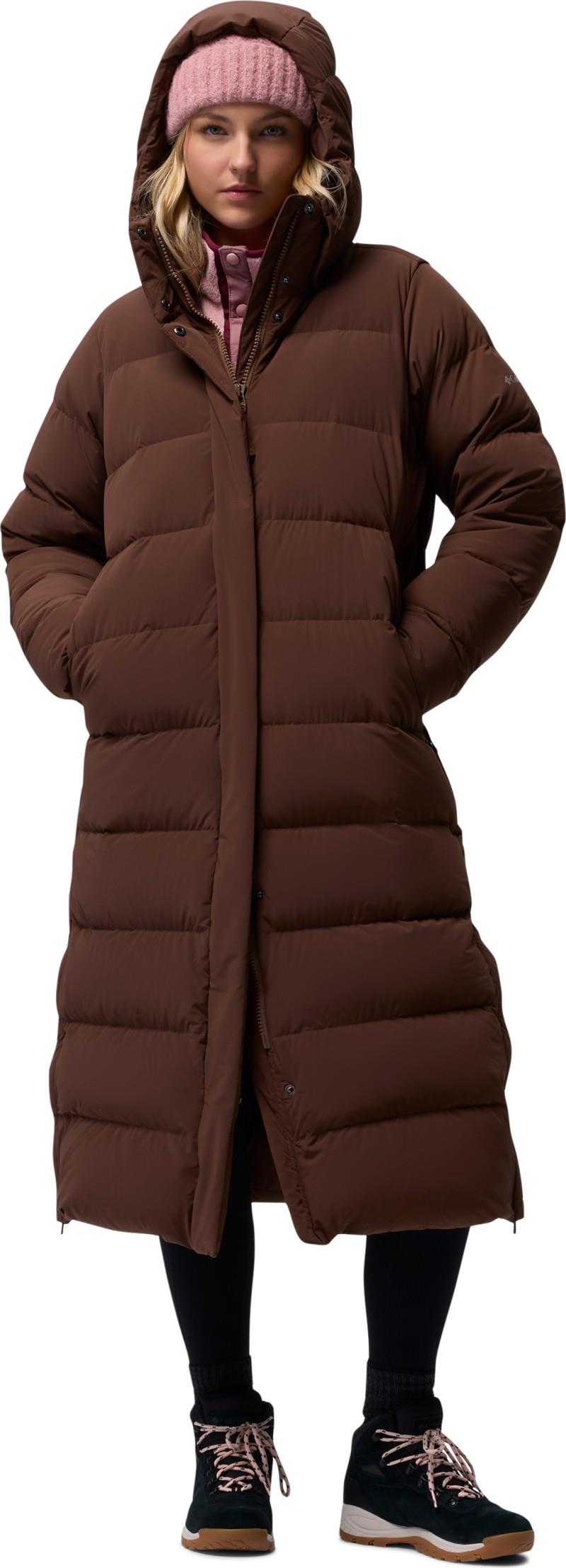 Amaze Puff Long Hooded Jacket - Womens - tobacco 1
