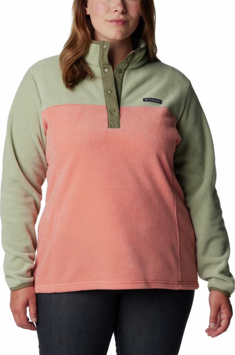 Benton Springs Half Snap Pullover, Extended - Womens - Faded Peach / Safari / Stone Green 1