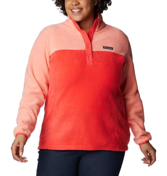Benton Springs Half Snap Pullover, Extended - Womens - Red Hibiscus / Coral Reef 1