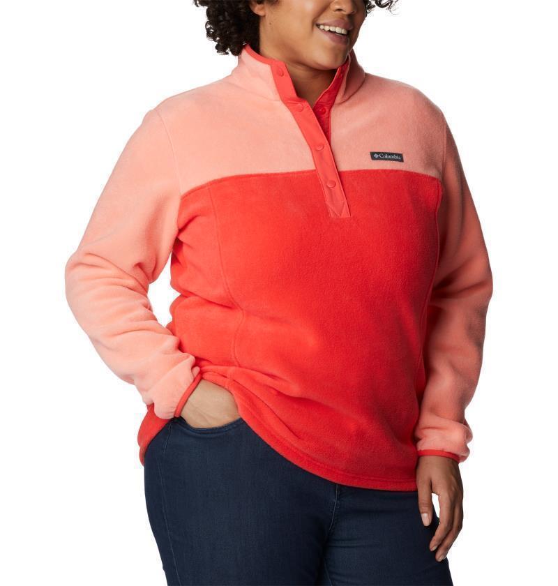 Benton Springs Half Snap Pullover, Extended - Womens - Red Hibiscus / Coral Reef 2
