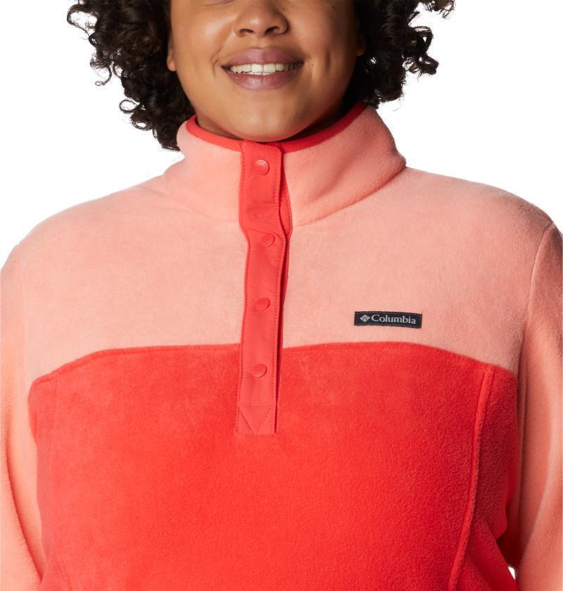 Benton Springs Half Snap Pullover, Extended - Womens - Red Hibiscus / Coral Reef 5
