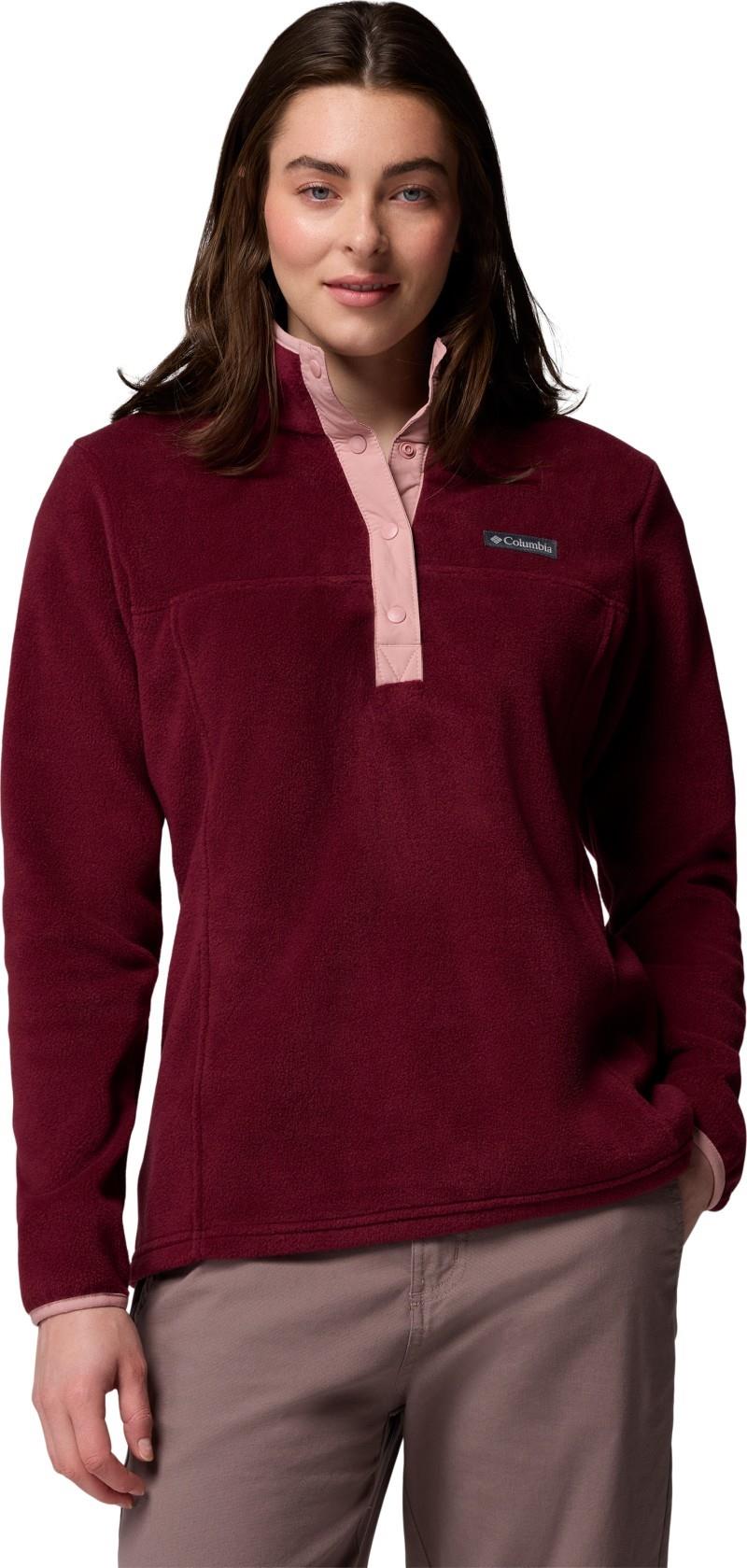 Benton Springs Half Snap Pullover II, Extended - Womens - rich wine / eraser pink 1