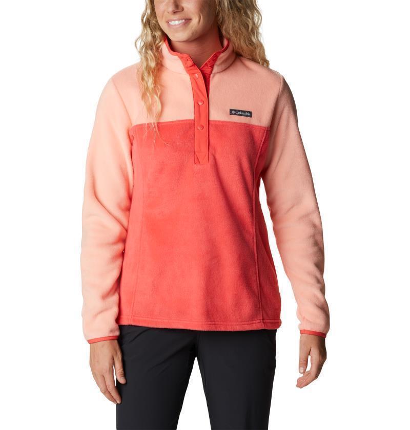 Benton Springs Half Snap Pullover - Womens - Red Hibiscus / Coral Reef 1