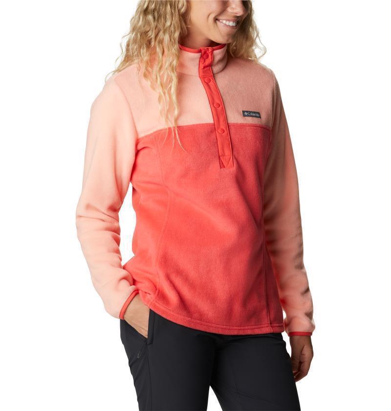 Benton Springs Half Snap Pullover - Womens - Red Hibiscus / Coral Reef 2
