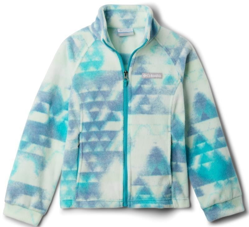 Benton Springs II Printed Fleece - Youth Girls - bright aqua distant peaks 1