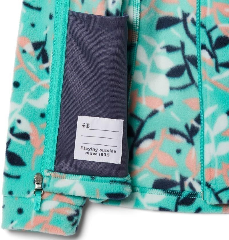 Benton Springs II Printed Fleece - Youth Girls - electric turquoise scrap floral 1