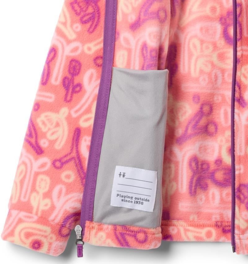 Benton Springs II Printed Fleece - Youth Girls - hot coral marker made 1
