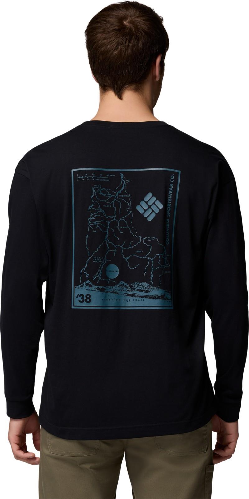 Black Butte LS Graphic Tee - Mens - black / trailmap 1