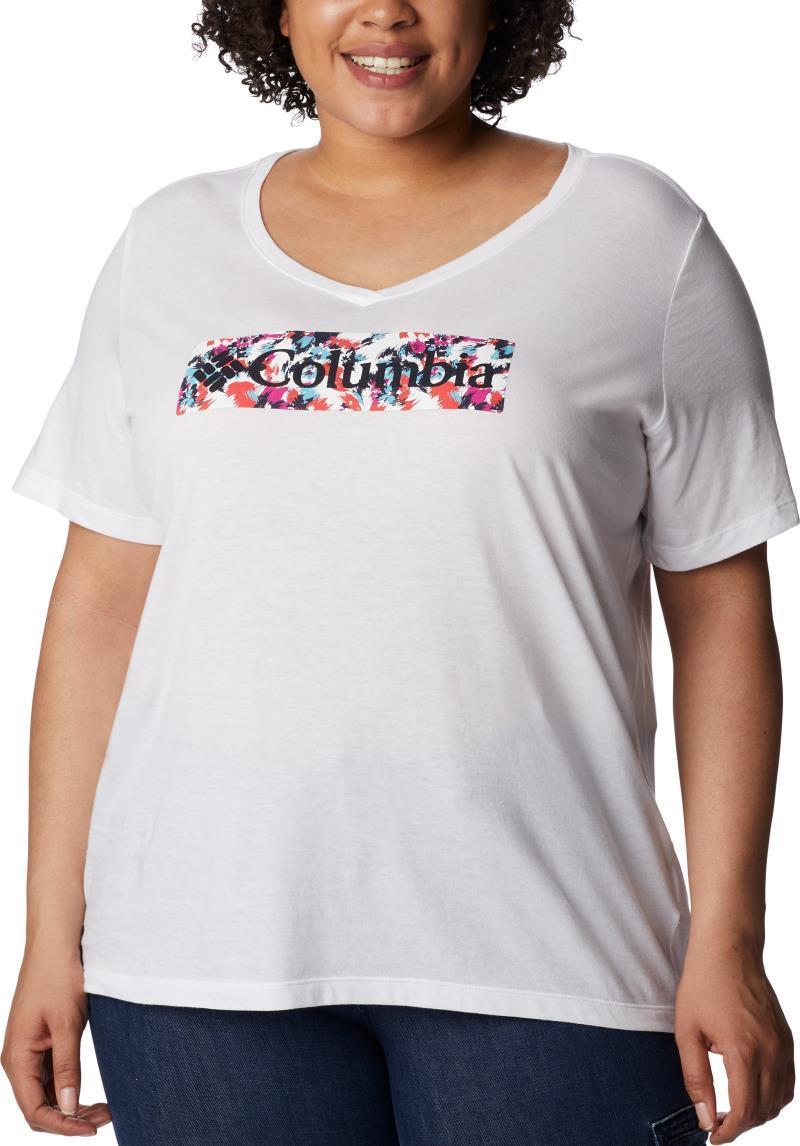 Bluebird Day Relaxed V-Neck, Extended - Womens - White / Typhoon Blooms Framed 1