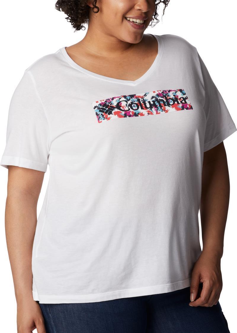 Bluebird Day Relaxed V-Neck, Extended - Womens - White / Typhoon Blooms Framed 3