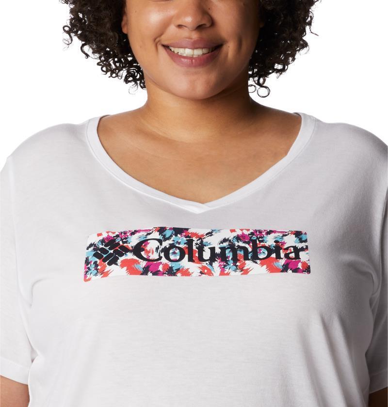 Bluebird Day Relaxed V-Neck, Extended - Womens - White / Typhoon Blooms Framed 5