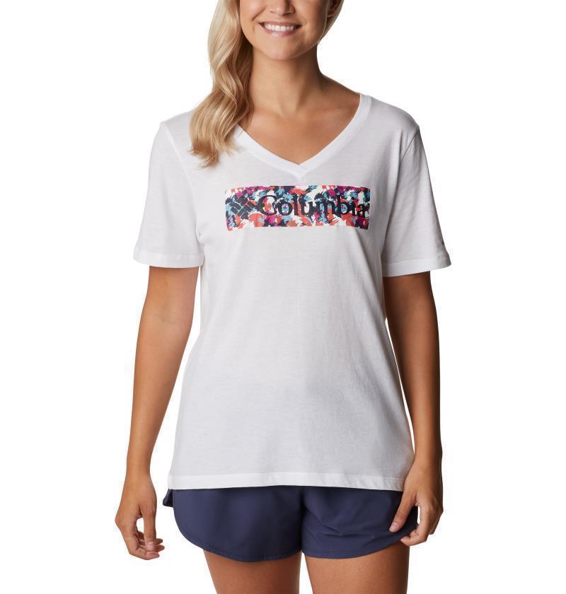 Bluebird Day Relaxed V-Neck - Womens - White / Typhoon Blooms Framed 1