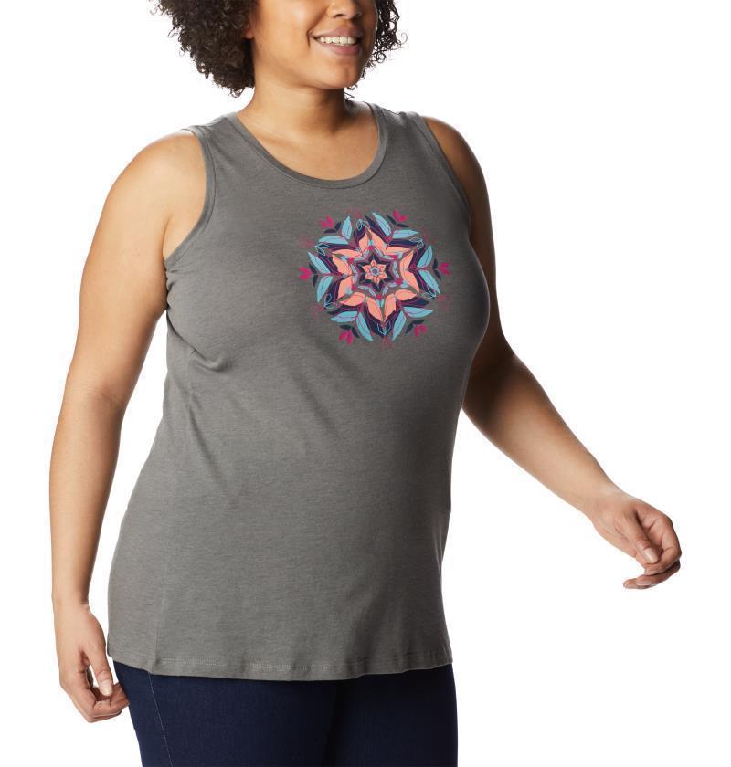 Bluff Mesa Tank, Extended - Womens - charcoal heather / floral leafscape 1