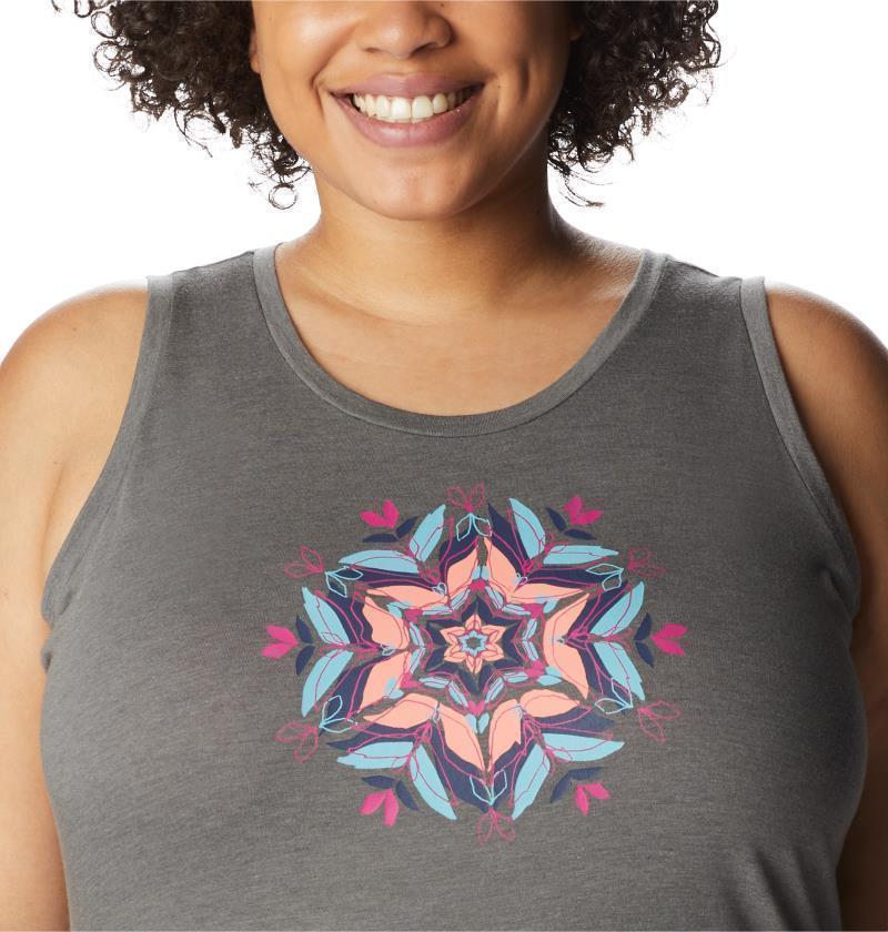 Bluff Mesa Tank, Extended - Womens - charcoal heather / floral leafscape 1