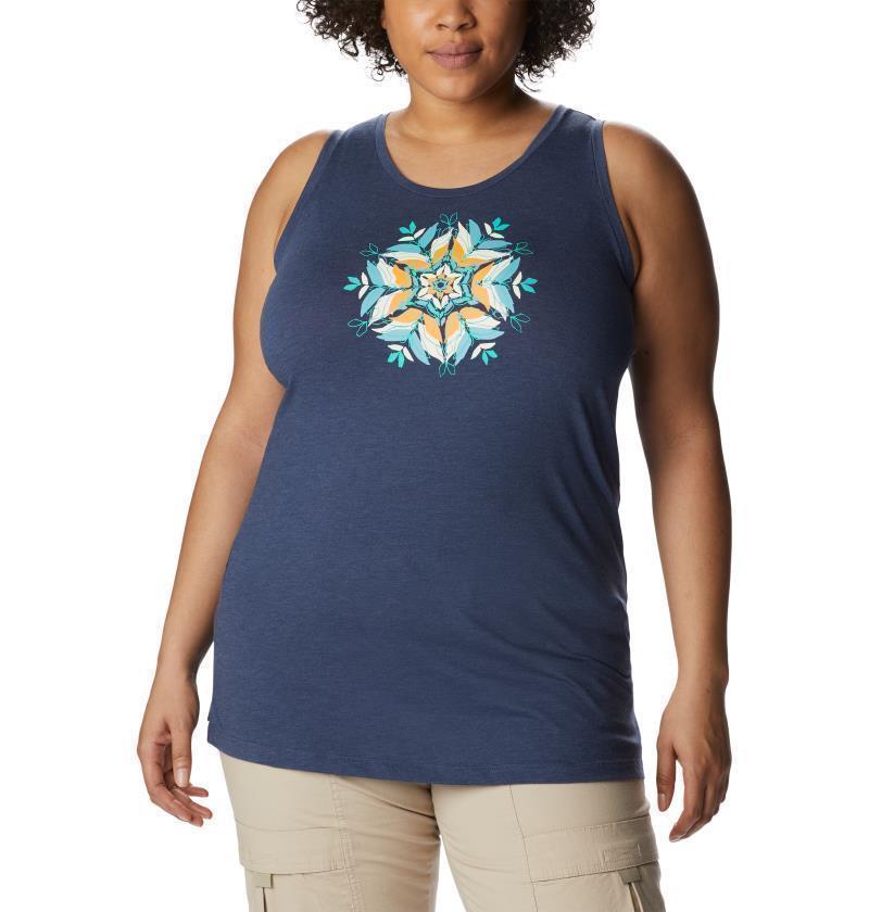 Bluff Mesa Tank, Extended - Womens - nocturnal heather / floral leafscape 1