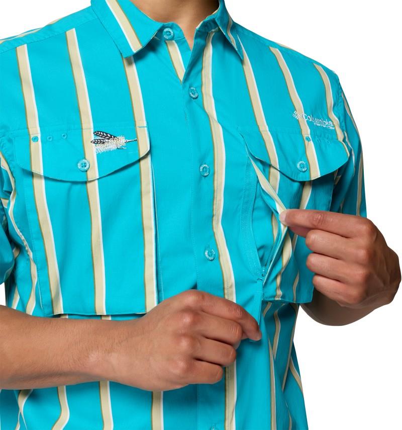 Bonefish Flats Printed SS Shirt - Mens - ocean teal bonefish flats stripe 1