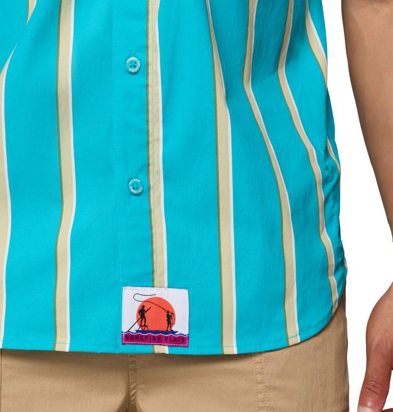 Bonefish Flats Printed SS Shirt - Mens - ocean teal bonefish flats stripe 1