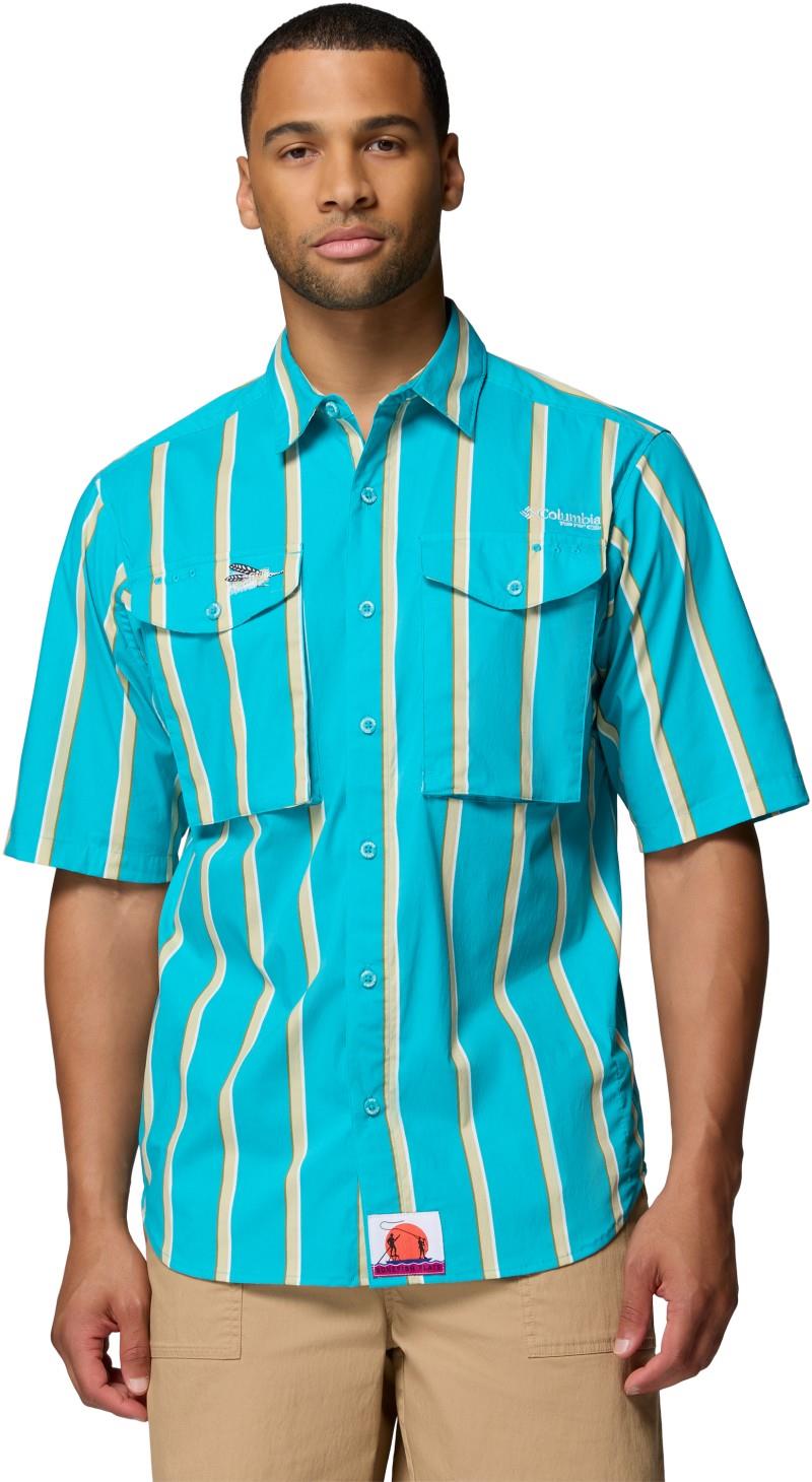 Bonefish Flats Printed SS Shirt - Mens - ocean teal bonefish flats stripe 1