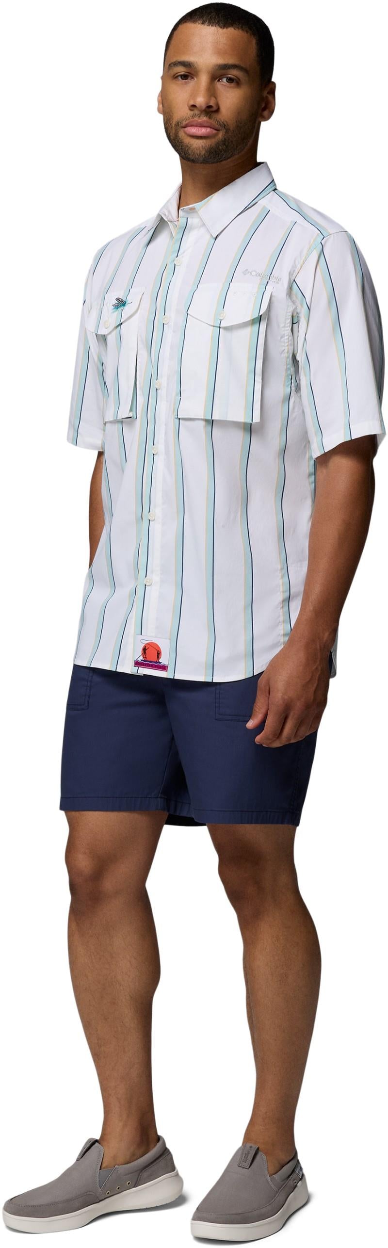 Bonefish Flats Printed SS Shirt - Mens - white bonefish flats stripe 1
