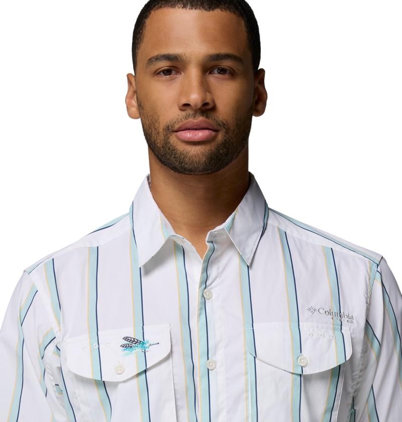 Bonefish Flats Printed SS Shirt - Mens - white bonefish flats stripe 1
