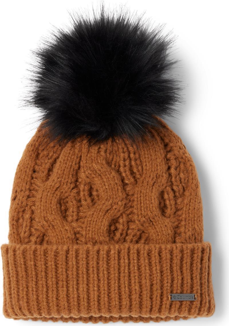 Boundless Days Cable Knit Pom Beanie - Womens - Camel Brown 1