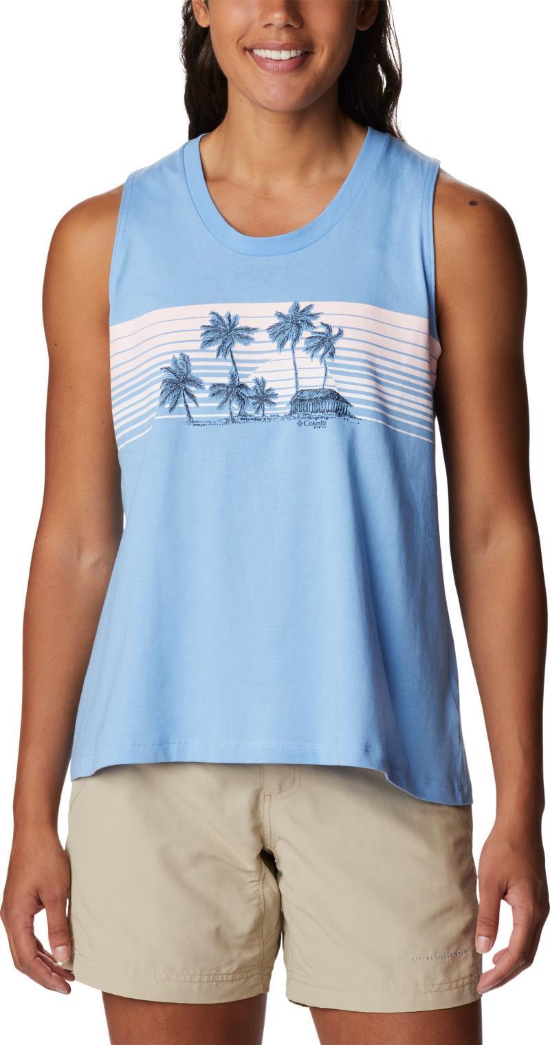 Bramley Bay Tank - Womens - agate blue / palapa palms graphic 1