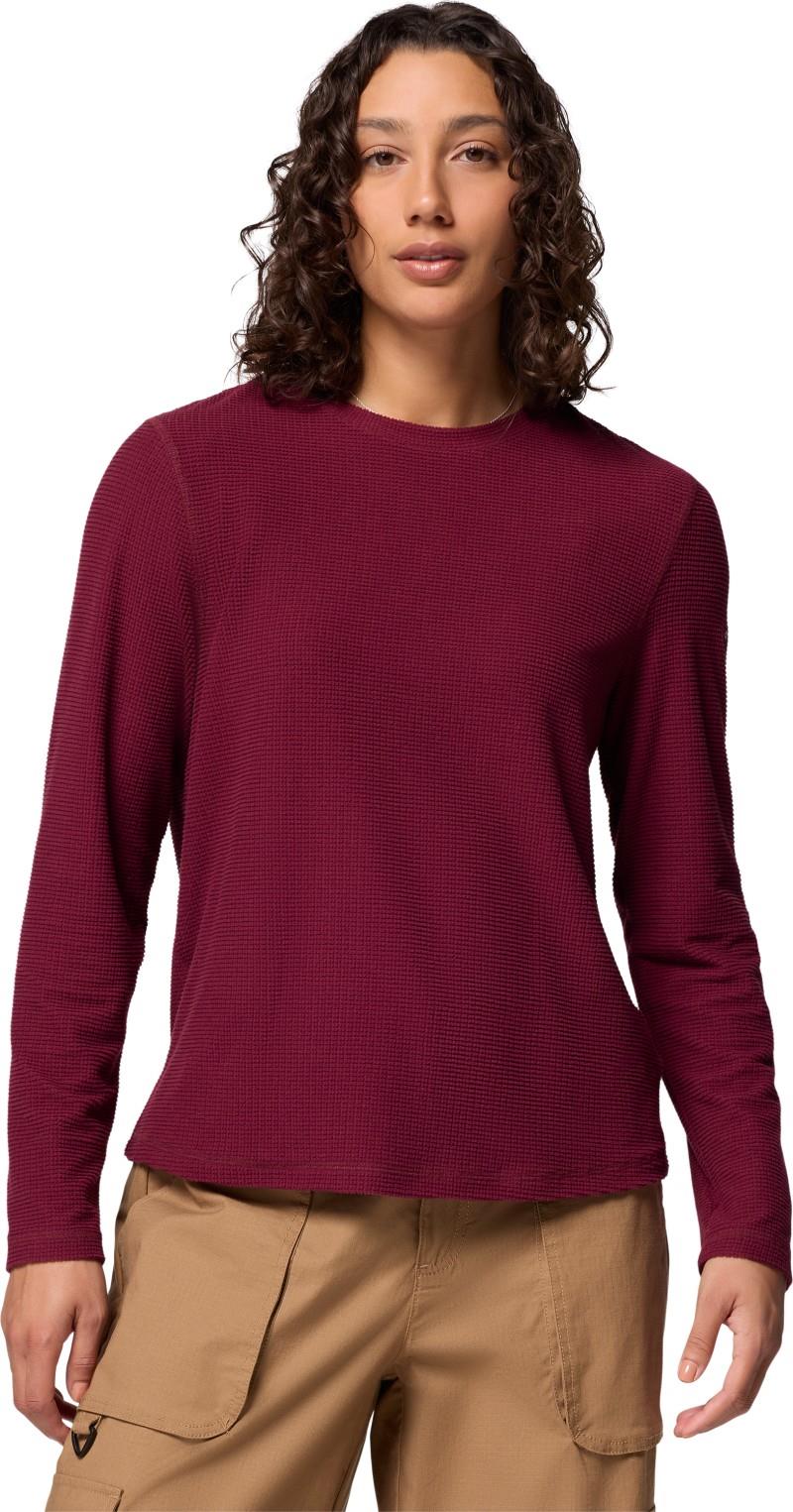 Brea Falls Grid Crew LS - Womens - rich wine 1