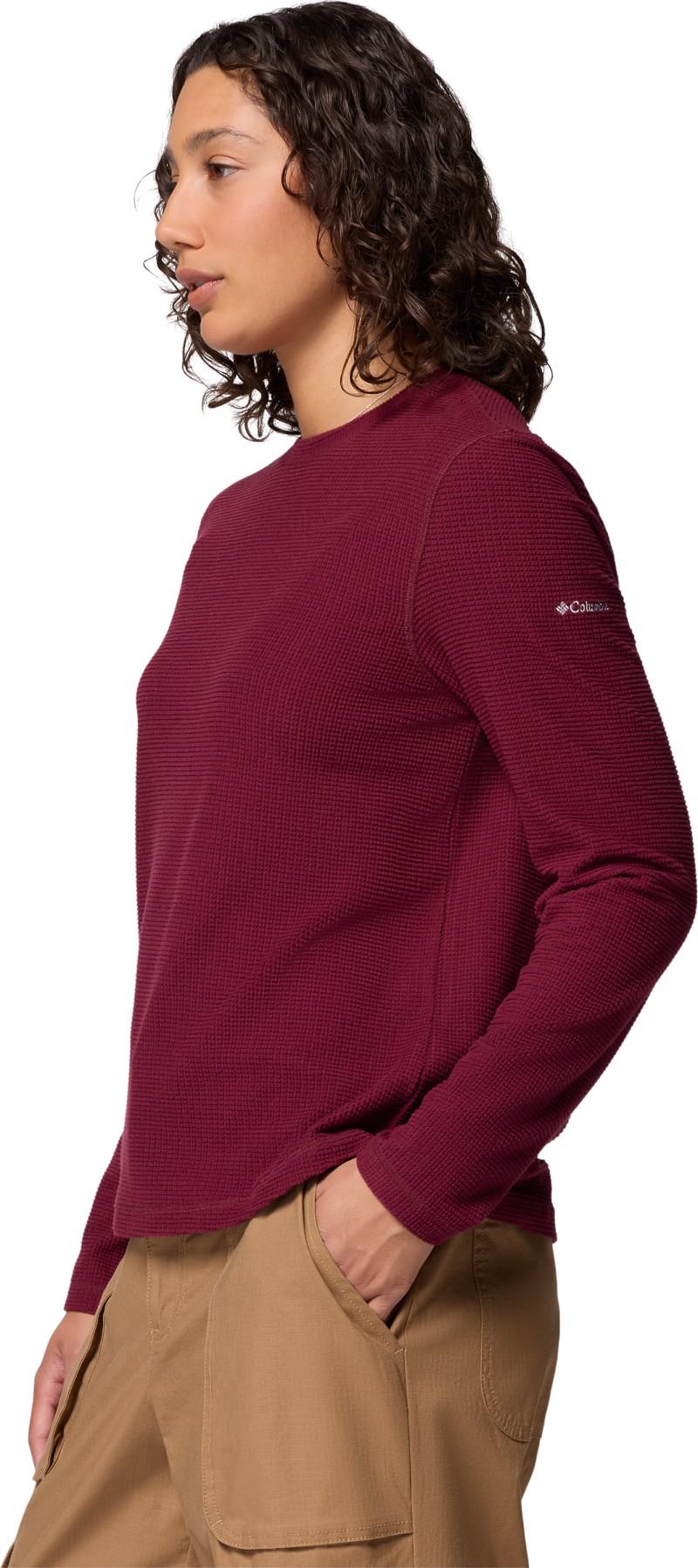 Brea Falls Grid Crew LS - Womens - rich wine 1