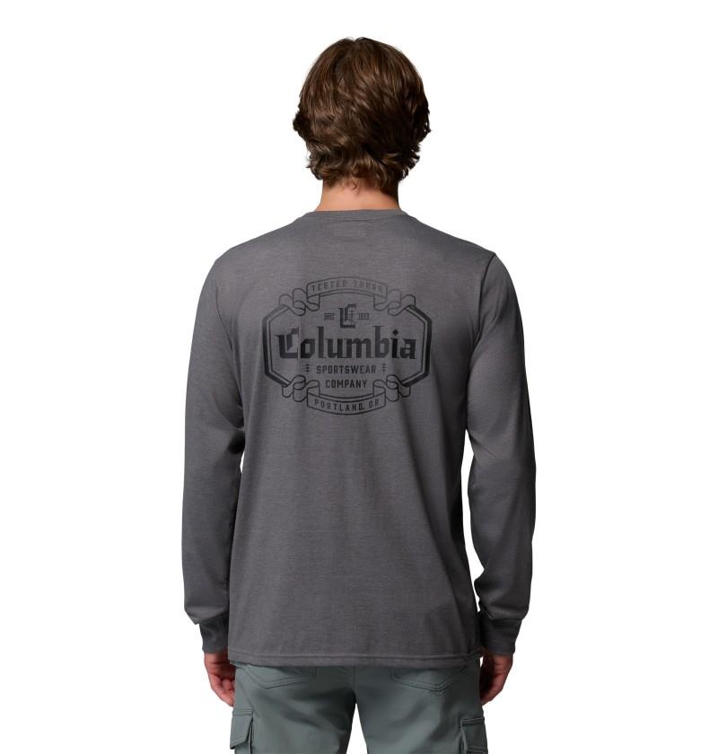 CSC Graphic LS Tee - Mens - city grey heather banner badge 1