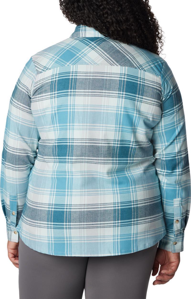Calico Basin Flannel LS Shirt, Extended - Womens - Aqua Haze Dimensional Buffalo 2