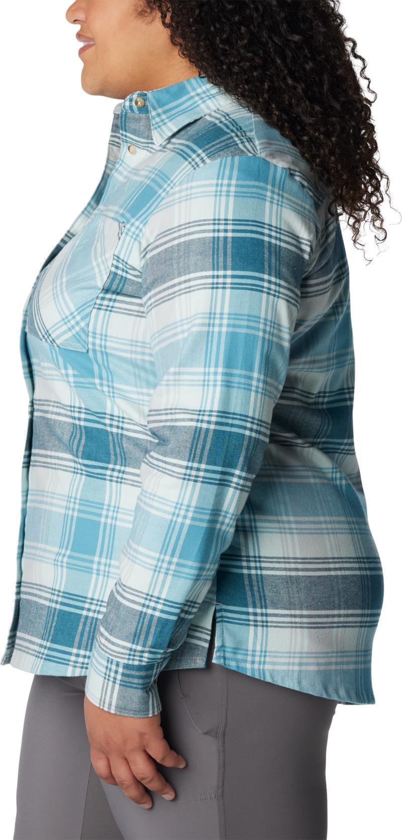 Calico Basin Flannel LS Shirt, Extended - Womens - Aqua Haze Dimensional Buffalo 4